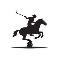 Black Silhouette of Polo Player in Action vector
