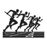 Silhouette of Relay Race Runner in Action vector