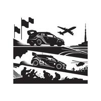 Rally Car Silhouette in Action vector