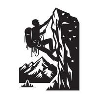 Rock Climbing Action Silhouette vector