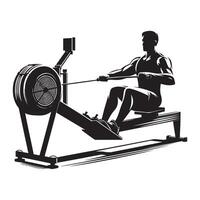 Silhouette of Rowing Machine Exercise vector