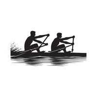 Rowing Exercise Silhouette in Black vector
