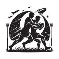 Dynamic Black Silhouette of Rugby Player vector