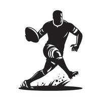 Black Silhouette of Rugby Player Passing vector