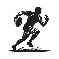 Silhouette of Rugby Player in Dynamic Action vector