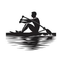 Black Silhouette of Rowing Exercise vector