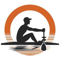 Rowing Action Silhouette in Black vector