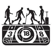 Black Silhouette of Shuffleboard Player vector