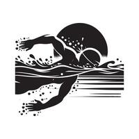 Silhouette of Sailboat at Sea in Action vector