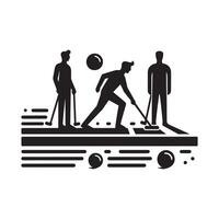 Action Shot of Shuffleboard Player vector