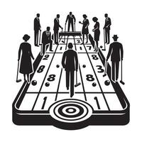 Black Silhouette of Shuffleboard Player Sliding vector