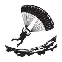 Freefalling Skydiving Silhouette on White Background vector