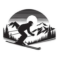 Skiing Silhouette on White Background vector