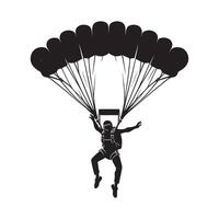 Mid-Air Skydiving Silhouette on White Background vector