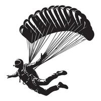 Black Skydiver Silhouette Falling on White Background vector