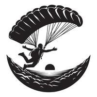 Silhouette of Skydiver in Mid-Fall on White Background vector