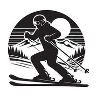 Minimalist Silhouette of Skier on Slopes vector