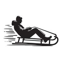 Sledding Silhouette on White Background vector