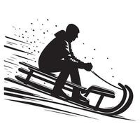 Sledding Adventure Silhouette on White Background vector