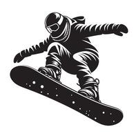 Black Snowboarding Silhouette on White Background vector