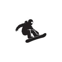 Snowboarding Downhill Silhouette on White Background vector