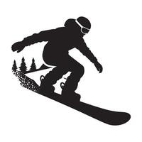 Snowboarding Jump Silhouette on White Background vector