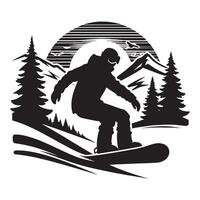 Action Snowboarding Silhouette on White Background vector
