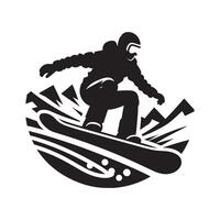Snowboarding Freestyle Silhouette on White Background vector