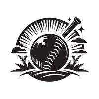Softball Batting Silhouette on White Background vector
