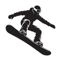 Snowboarding Action Silhouette on White Background vector