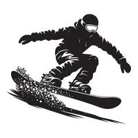 Snowboarding Silhouette on White Background vector