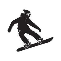Snowboarding Jump Silhouette on White Background vector