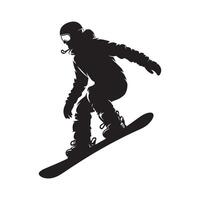 Black Snowboarding Silhouette on White Background vector