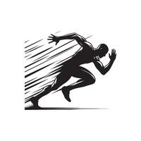 Silhouette of Sprinting Athlete on White Background vector
