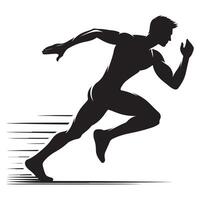 Sprinting Action Silhouette on White Background vector