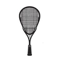 Silhouette of Squash Player Ready to Strike on White Background vector