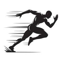 Sprinter in Motion Silhouette on White Background vector