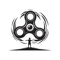 Spinning Action Silhouette on White Background vector