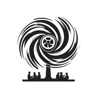 Dynamic Spinning Silhouette on White Background vector