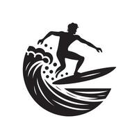 Surfer on a Wave Silhouette on White Background vector