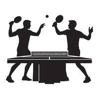 Black Silhouette of Table Tennis Player on White Background vector