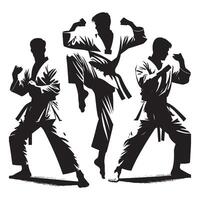 Taekwondo Fighter Silhouette on White Background vector