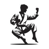 Taekwondo Kick Silhouette on White Background vector