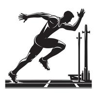 Track and Field Sprinting Silhouette on White Background vector