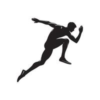 Track and Field Athlete Running Silhouette on White Background vector