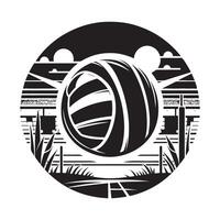 Black Silhouette of Volleyball Player Preparing to Serve on White Background vector