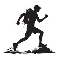 Trail Running Silhouette on White Background vector