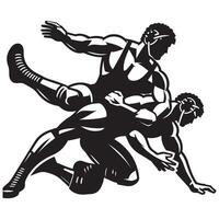 Silhouette of Wrestling Move on White Background vector