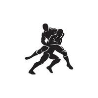 Dynamic Wrestling Silhouette on White Background vector