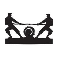 Black Silhouette of Tug of War on White Background vector